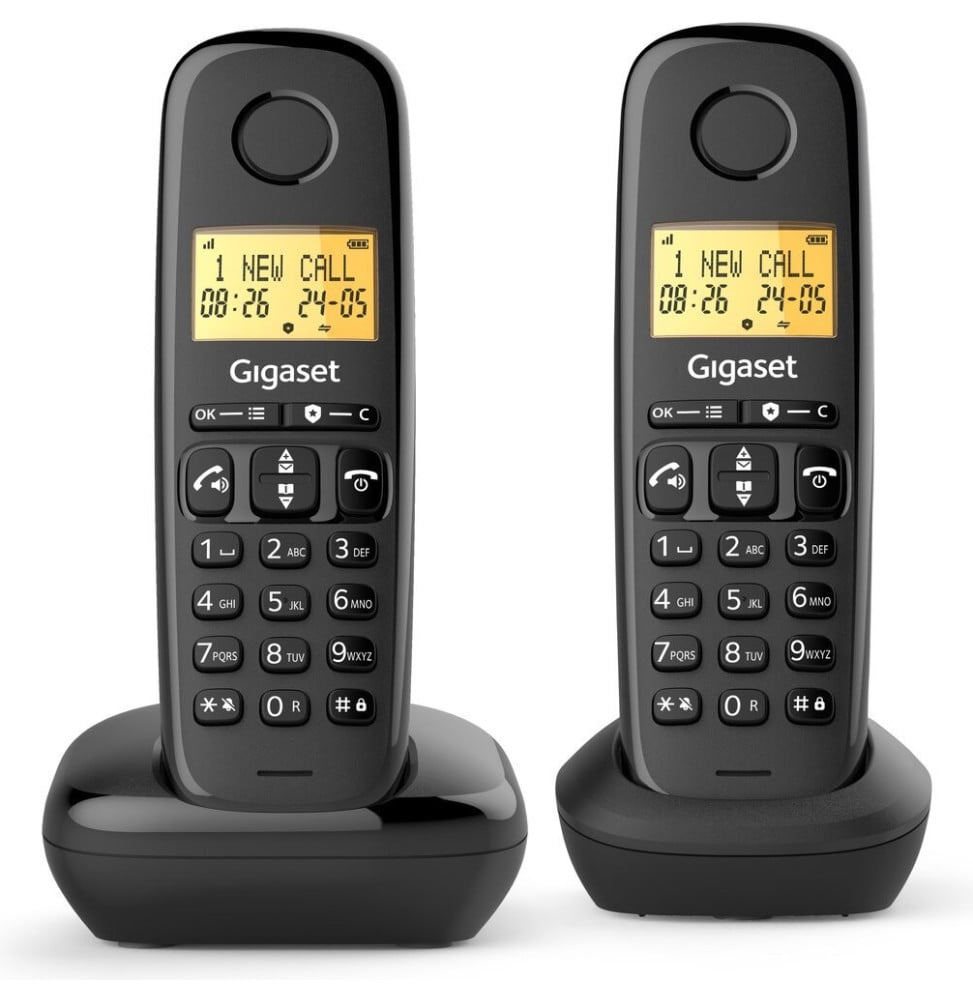 Téléphone sans fil Gigaset BASIC 100 Duo DECT noir avec 2 combinés (L36852-H3206-N101)