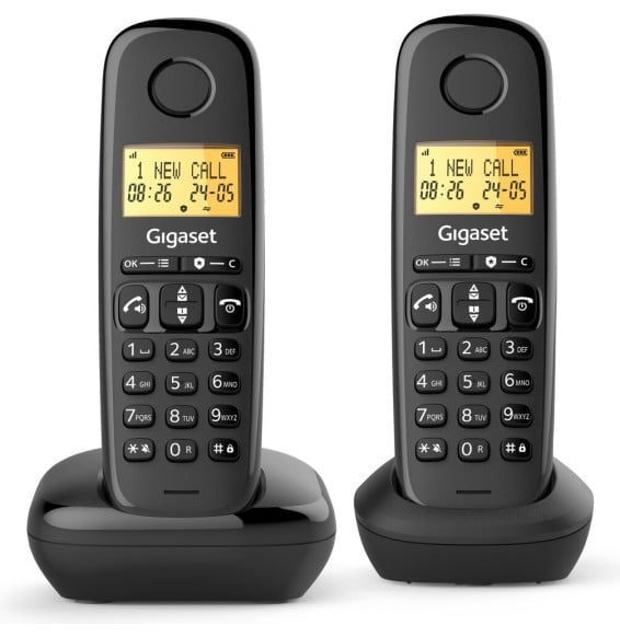 هاتف لاسلكي Gigaset BASIC 100 Duo DECT أسود مع 2 سماعة (L36852-H3206-N101)
