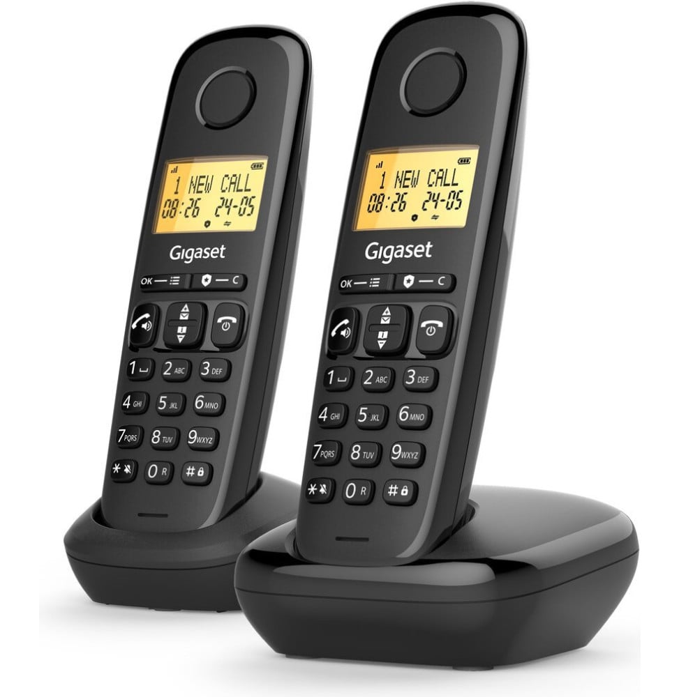 Téléphone sans fil Gigaset BASIC 100 Duo DECT noir avec 2 combinés (L36852-H3206-N101) – vue 2