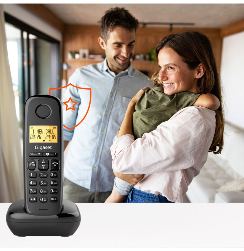 Téléphone sans fil Gigaset BASIC 100 Duo DECT noir avec 2 combinés (L36852-H3206-N101) – vue 6