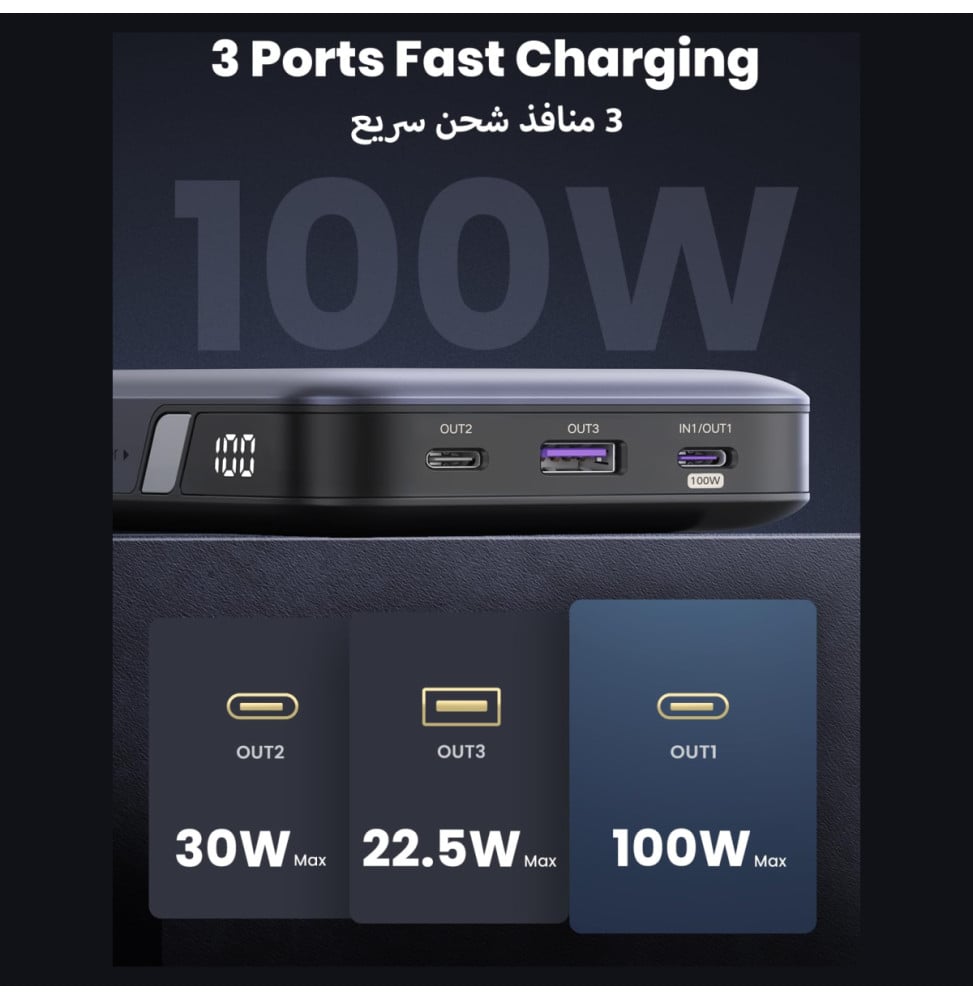 Batterie externe Ugreen Nexode 20000 mAh 100 W Gris (25188)