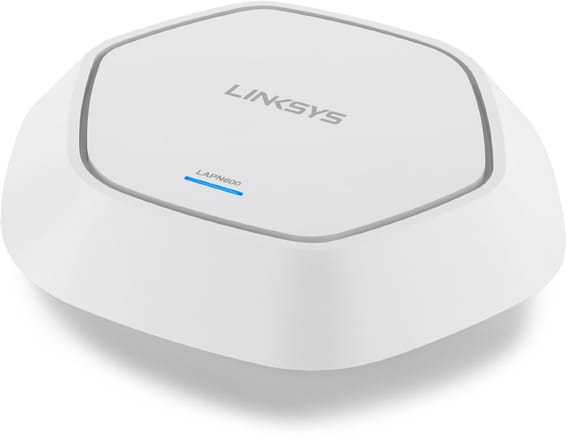 Point d'accès WiFi 4 Linksys Double bande 2,4 + 5 GHz N600 avec PoE (Montage au plafond)