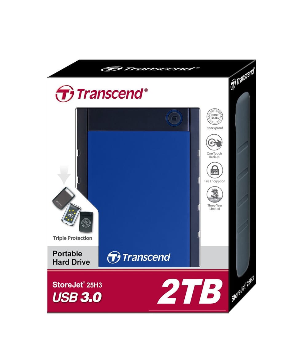 Disque dur USB 3.0 externe Anti-choc portable Transcend Storejet 2TB