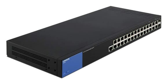Switch Linksys LGS528 Gigabit administrable 26 ports + 2 ports mixtes mini-GBIC (SFP)