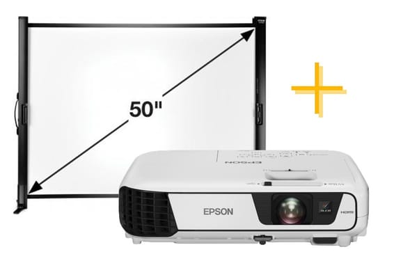 Vidéoprojecteur Polyvalent SVGA 3LCD 3200 Lumens EPSON EB-S31 + Ecran de Projection Mobile 50" (V12H002S32)