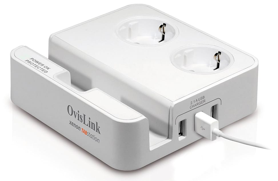Parasurtenseur et station de charge xenon TABstation OVISLINK pour smartphones et tablettes