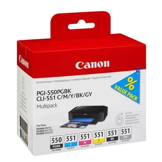 MultiPack Canon PGI-550/CLI-551 PGBK/C/M/Y/BK/GY