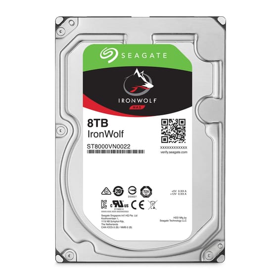 Disque dur interne 8 TB Seagate IronWolf - 3.5" 7200 RPM 256 Mo SATA 6 Gb/s pour NAS
