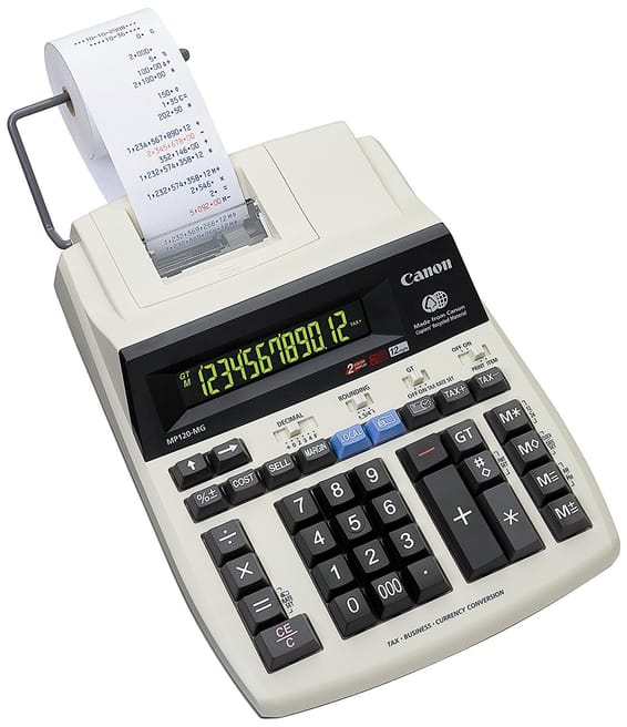 Calculatrice imprimante Canon MP120-MG 12 chiffres grand écran rétro-éclairé de 2 couleurs