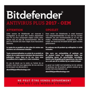 Bitdefender Antivirus Plus 2017 - Version OEM (O-FBDAVP7X1P001)