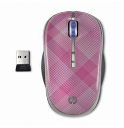 Souris optique mobile sans fil HP 2,4 GHz (raspberry plaid) (LG143AA)