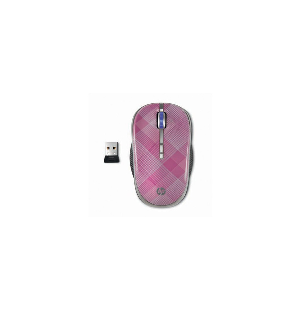Souris optique mobile sans fil HP 2,4 GHz (raspberry plaid) (LG143AA)