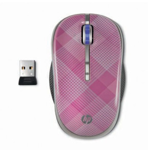 Souris optique mobile sans fil HP 2,4 GHz (raspberry plaid) (LG143AA)