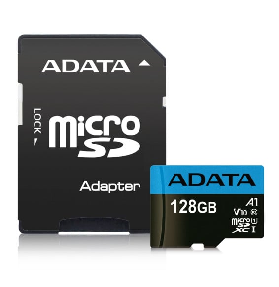 ADATA Premier 128 GB microSDXC UHS-I A1 V10 microSD card with adapter (AUSDX128GUICL10A1-RA1)