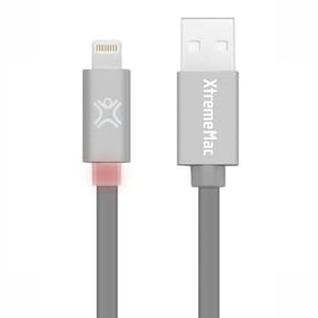 Câble Lightning XtremeMAc à LED Plat - 1,2 m Gris (XCL-FLD-13)
