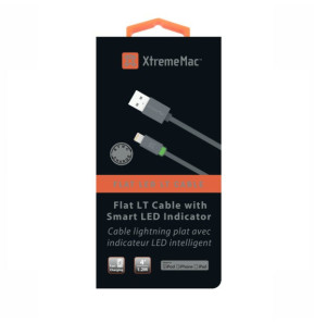 Câble Lightning XtremeMAc à LED Plat - 1,2 m Gris (XCL-FLD-13)