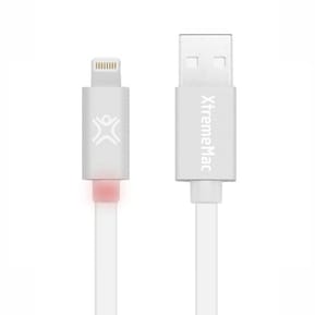 Câble Lightning XtremeMAc à LED Plat - 1,2 m Blanc / Argent (XCL-FLD-83)