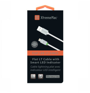 Câble Lightning XtremeMAc à LED Plat - 1,2 m Blanc / Argent (XCL-FLD-83)