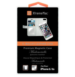Etui XtremeMac En Cuir X-Wallet - Miroir Pour IPhone 6 / S / Plus - Blanc (IPP-XW6-03)