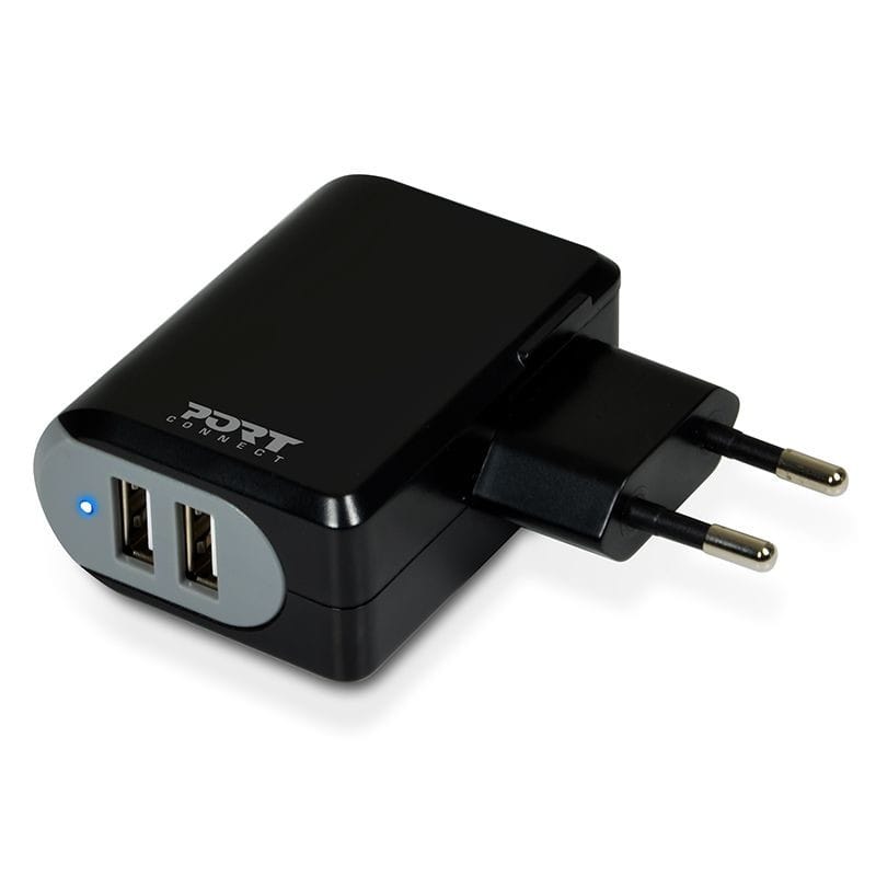 Chargeur USB 2en1 PortDesigns mural et voiture avec câble (900023) — image 2