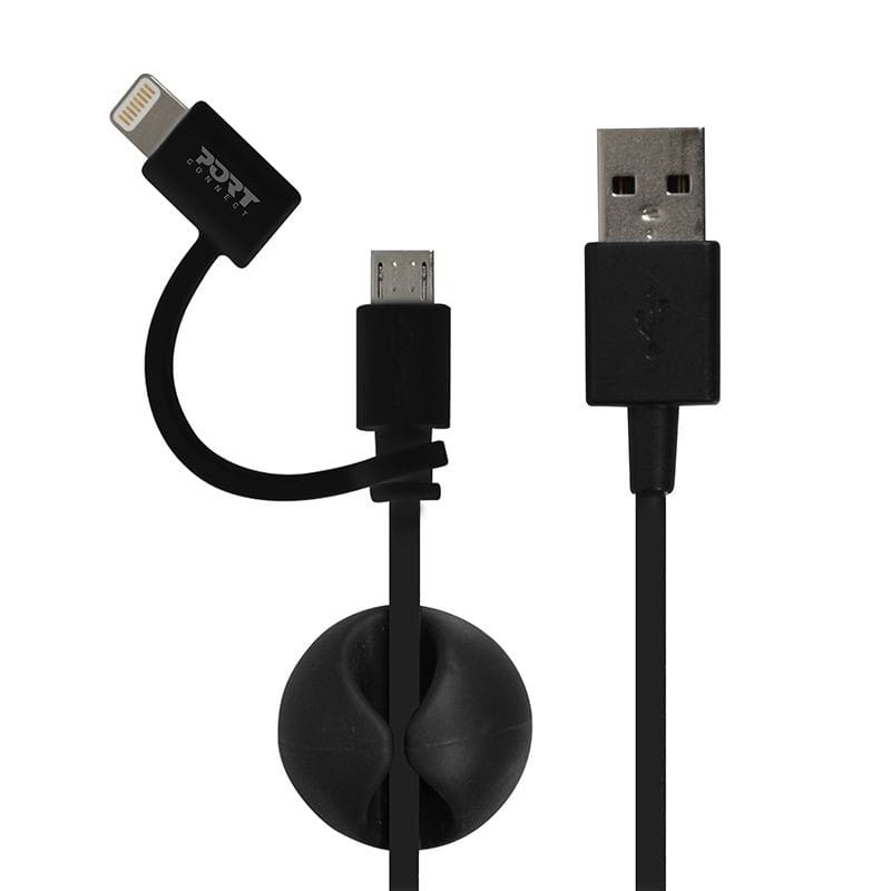 Chargeur USB 2en1 PortDesigns mural et voiture avec câble (900023) — image 4