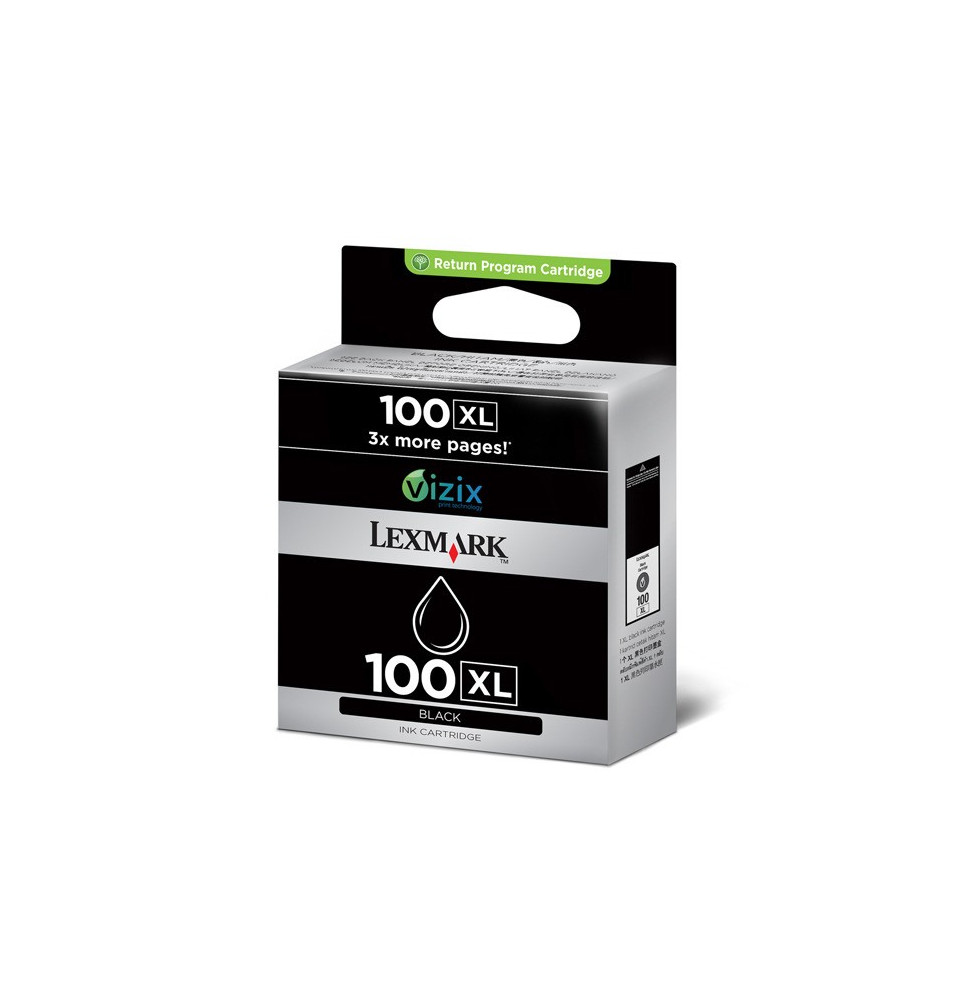 Cartouche d'encre Lexmark Return Programme haute capacité noir 100XL (14N1068E)