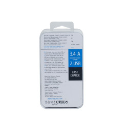 Chargeur Secteur Mural Rivapower VA4123 2USB x 3.4 A - Micro USB 1 m Transparent