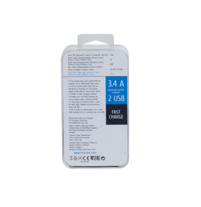 Chargeur Secteur Mural Rivapower VA4123 2USB x 3.4 A - Micro USB 1 m Transparent