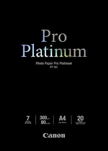 Papier Photos Canon PT-101 - Pro Platinum - 20 feuilles A4 de 300 g/m² (2768B016AC)