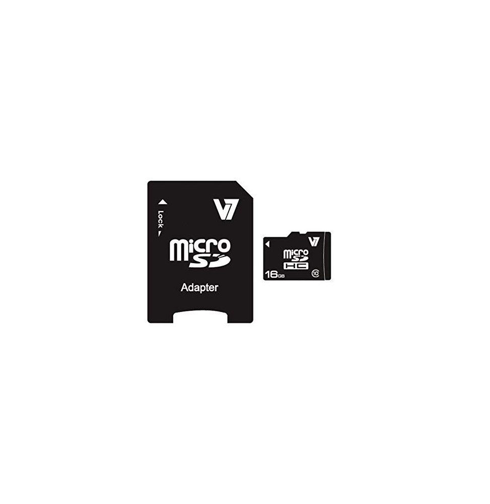 Carte Micro SDHC V7 16 Go Classe 10 avec Adaptateur SD (VAMSDH16GCL10R)