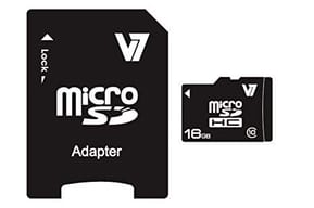 Carte Micro SDHC V7 16 Go Classe 10 avec Adaptateur SD (VAMSDH16GCL10R)