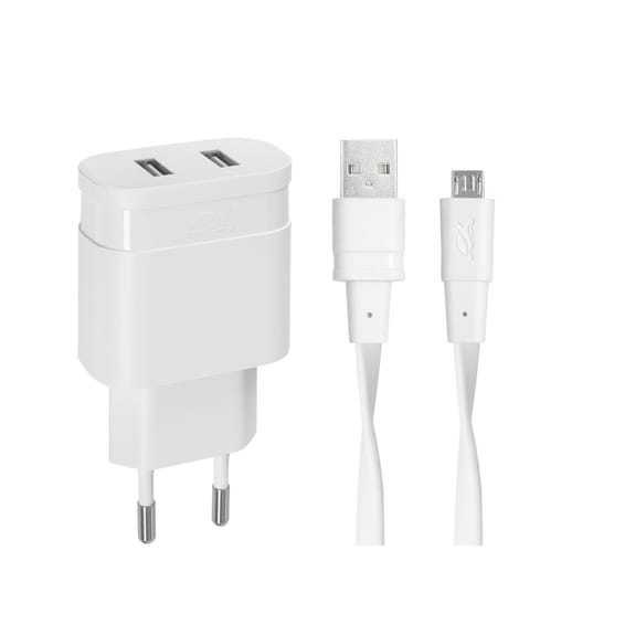 Adaptateur Secteur Mural Rivapower VA4123 - Câble Micro USB - 2 x USB - 3,4 A