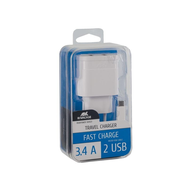 Adaptateur Secteur Mural Rivapower VA4123 - Câble Micro USB - 2 x USB - 3,4 A — image 2
