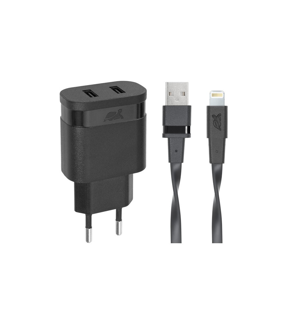 Adaptateur Secteur Mural Rivapower VA4125 - Câble MFi Lightning - 2 x USB - 3,4 A