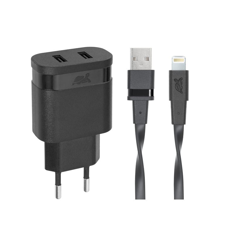 Adaptateur Secteur Mural Rivapower VA4125 - Câble MFi Lightning - 2 x USB - 3,4 A — image 1