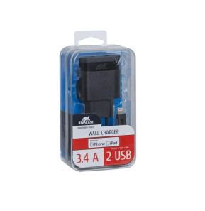 Adaptateur Secteur Mural Rivapower VA4125 - Câble MFi Lightning - 2 x USB - 3,4 A