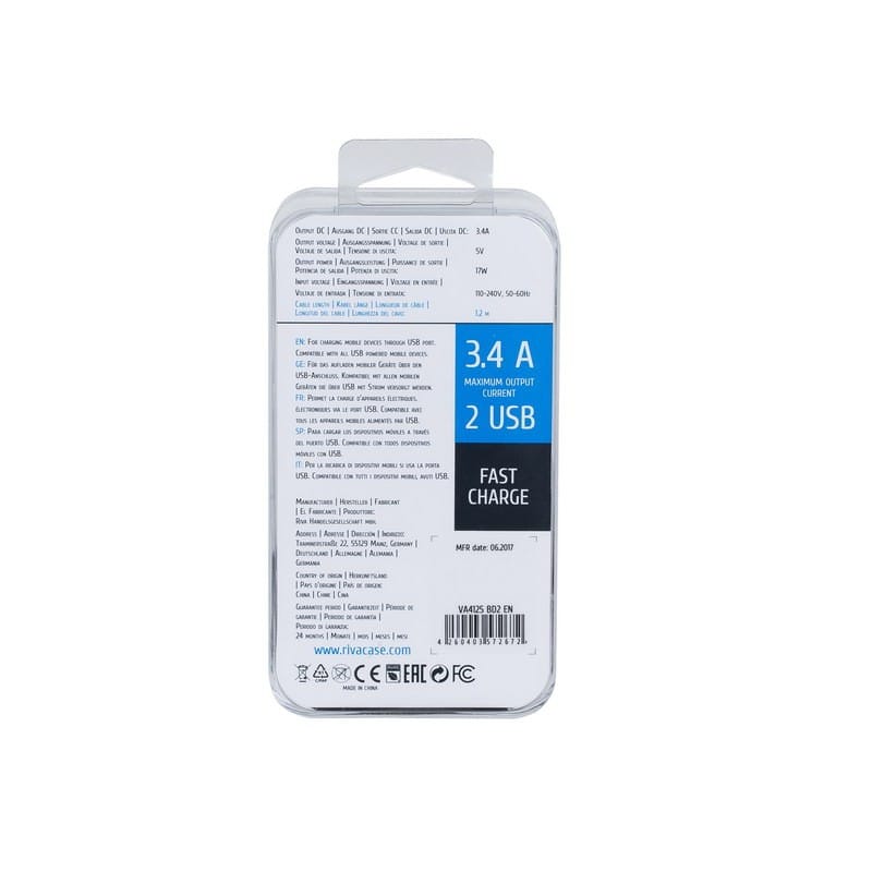 Adaptateur Secteur Mural Rivapower VA4125 - Câble MFi Lightning - 2 x USB - 3,4 A — image 4