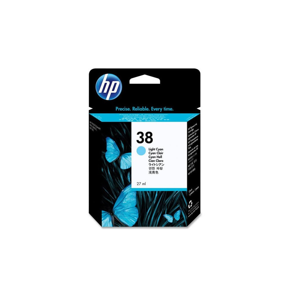 Cartouche d'encre pigmentée cyan clair HP 38 (C9418A)