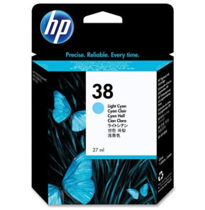 Cartouche d'encre pigmentée cyan clair HP 38 (C9418A)