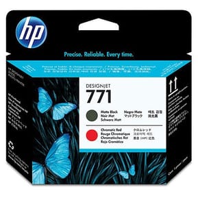 Tête d'impression noire à finition mate/rouge chromatique HP 771 Designjet (CE017A)