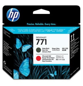 Tête d'impression noire à finition mate/rouge chromatique HP 771 Designjet (CE017A)