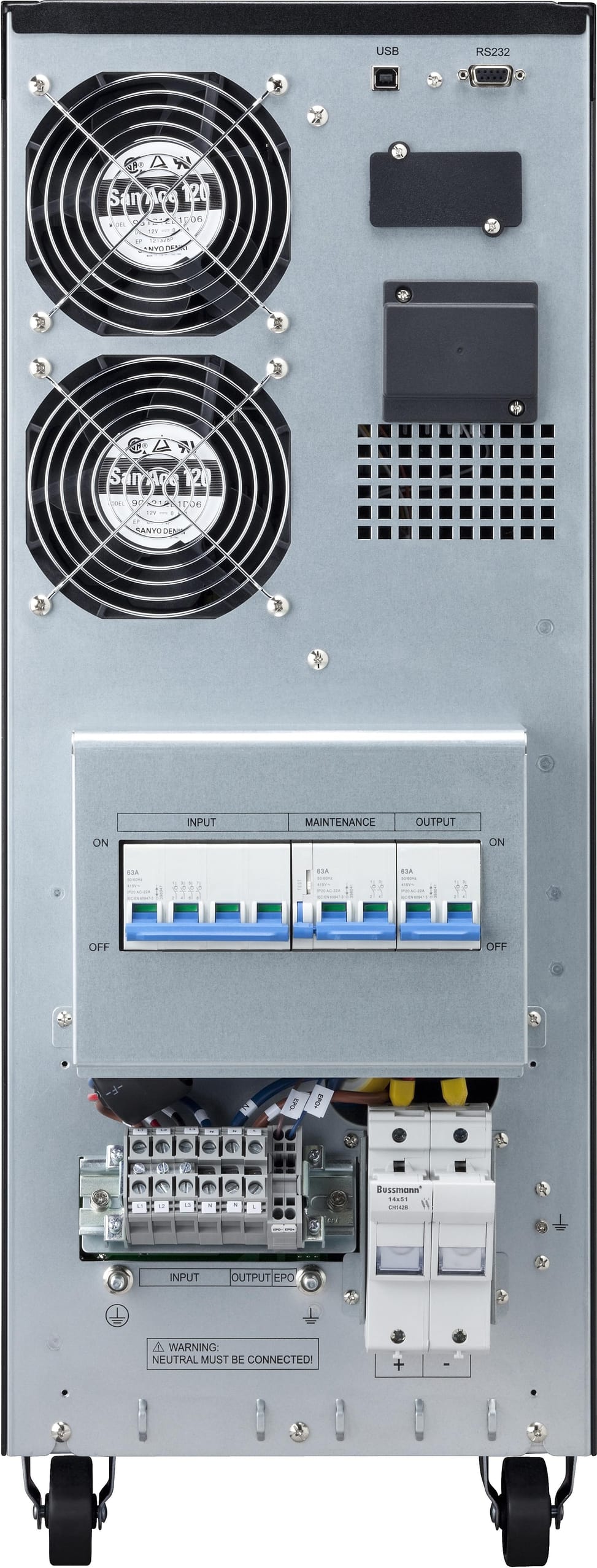 جهاز UPS On-line Eaton 9E 9E10KI - 8000 W / 10 kVA - لوحة أطراف — صورة 2