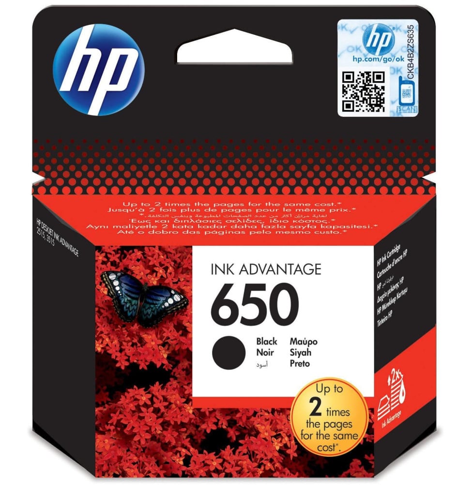 Cartouche d'encre noire HP 650 (CZ101AE) Cartouche d'encre noire HP 650 (CZ101AE)