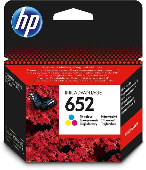 HP 652 trois couleurs - Cartouche d'encre HP d'origine (F6V24AE)