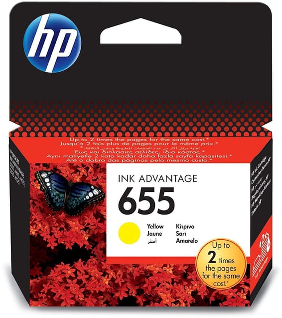 HP 655 Jaune - Cartouche d'encre HP d'origine (CZ112AE)
