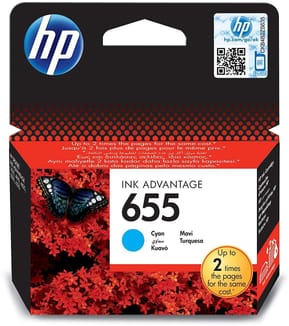HP 655 Cyan - Cartouche d'encre HP d'origine (CZ110AE)