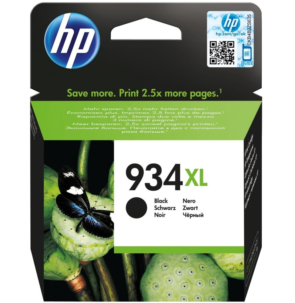 Cartouche d'encre noire grande capacité authentique HP 934XL (C2P23AE)
