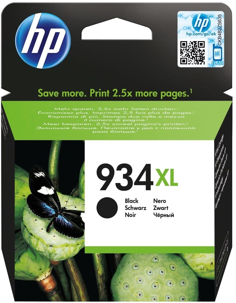خرطوشة حبر HP أصلية عالية السعة HP 934XL أسود (C2P23AE) — صورة 1