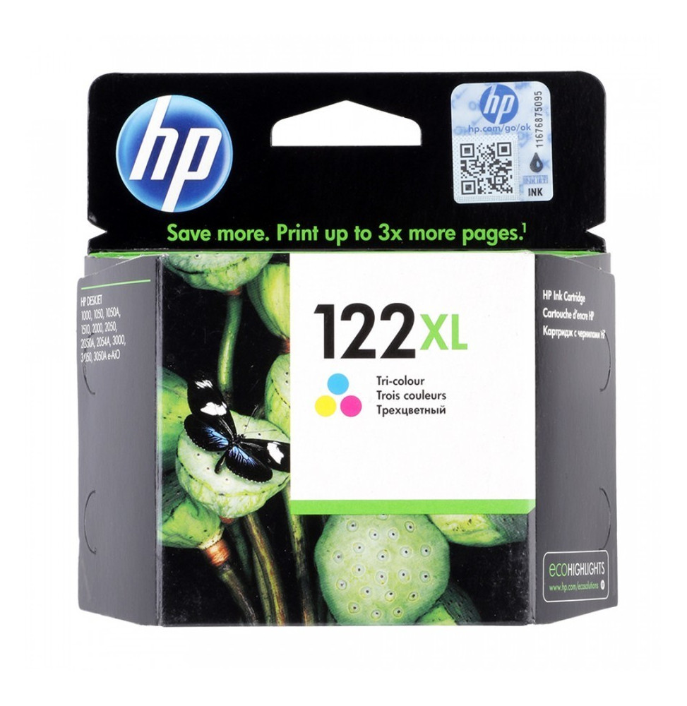 Cartouche d'encre trois couleurs HP 122XL (CH564HE)