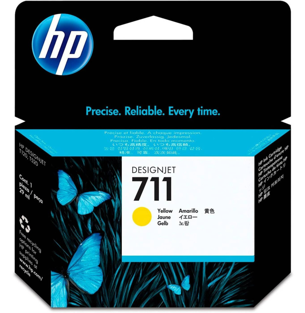 Cartouche d'encre jaune 29 ml HP 711 (CZ132A) Cartouche d'encre jaune 29 ml HP 711 (CZ132A)